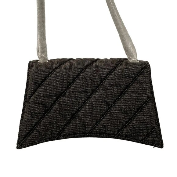 BALENCIAGA CRASH XS Chain Bag 736016 Black Denim Shoulder Bag - Picture 3 of 15